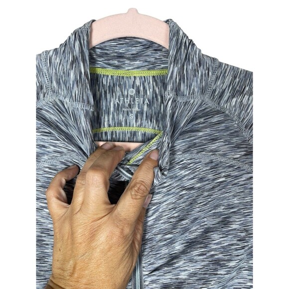 Athleta Mendoza 1/2 Zip Shirt Thumb Holes‎ Space Dye Running Gray Womens Small - Picture 6 of 10